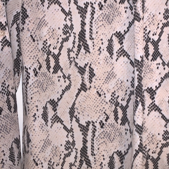 Express Snakeskin semi sheer button up shirt, light pink black gray off white - Picture 12 of 15